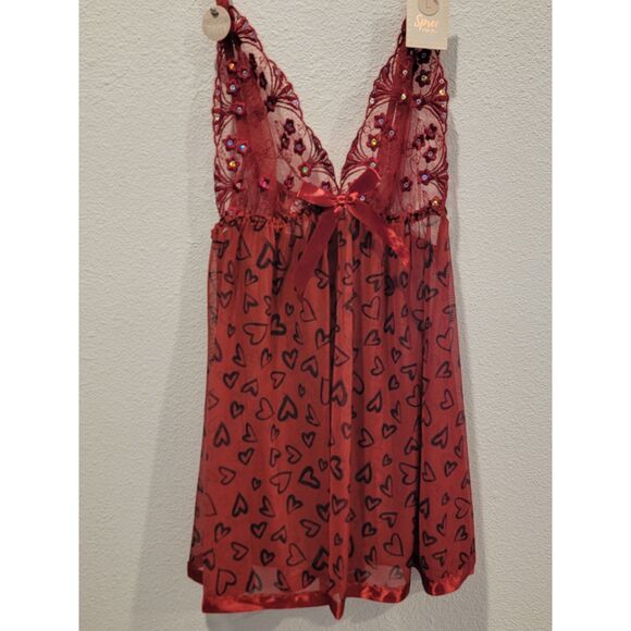 NWT Spree Intimates 2-Piece Lingerie Set, L (Fits XL)  Cherry Love Style 2650BD - Picture 2 of 6
